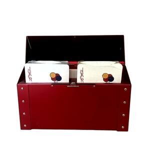 Stylish Red Card Storage Box with Playing Cards Scorepad and Pencil
